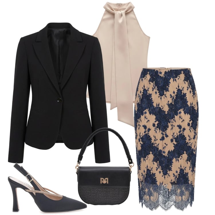 Outfit donna - Rinascimento. Stile Chic per Cerimonia. Abbinamento con gonne longuette, top, blazer, borse a spalla, décolleté.