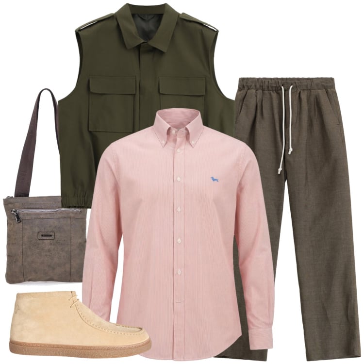 Outfit uomo - Safari Urbano. Stile Urban per Tutti i giorni. Abbinamento con stivali e stivaletti, camicie, pantaloni, gilet, portafogli.