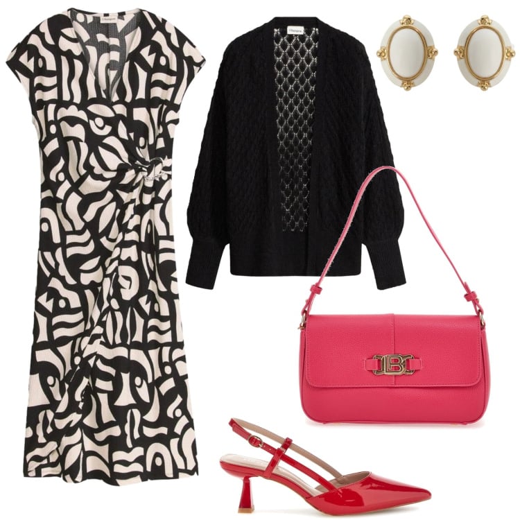 Outfit donna - Eleganza dolce ma decisa. Stile Romantica per Tutti i giorni. Abbinamento con vestiti midi/longuette, cardigans, orecchini, borse a spalla, décolleté.