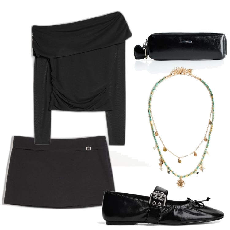 Outfit mujer - Urban style. Estilo Urban para Todos los días. Combinación con camiseta, maletas, colgantes, bailarinas, faldas.