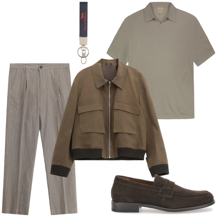 Outfit uomo - Total look #2365658. Stile Casual per Tutti i giorni. Abbinamento con portachiavi, pantaloni, giacche, polo, scarpe stringate.