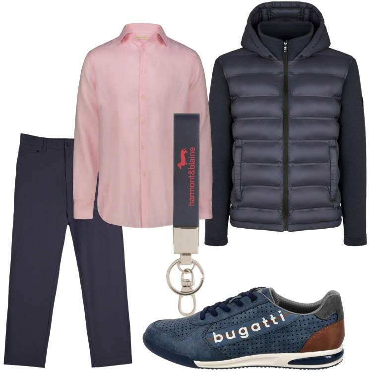 Outfit uomo - Le sneakers senza tempo. Stile Trendy per Tutti i giorni. Abbinamento con portachiavi, pantaloni chino, piumini, camicie, sneakers.