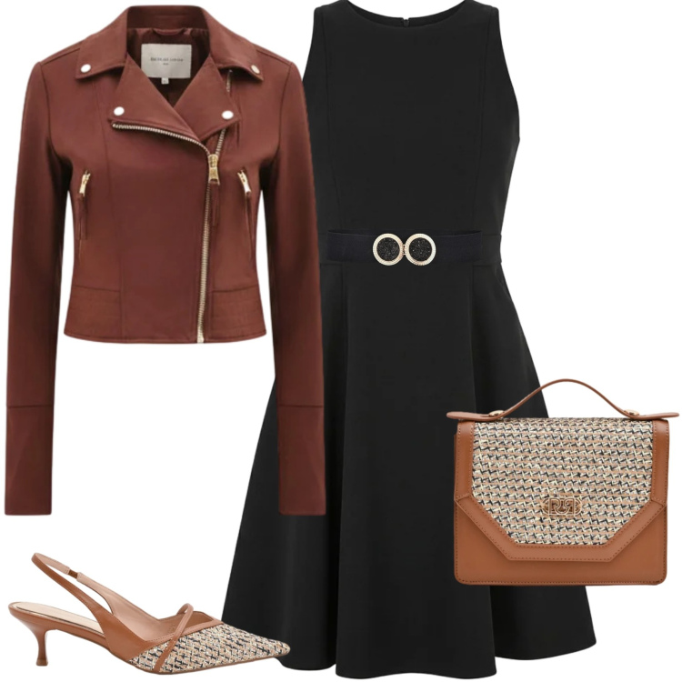 Outfit donna - Rinascimento. Stile Casual chic per Serata fuori. Abbinamento con cinture, giacche, vestiti corti, décolleté, pochette.