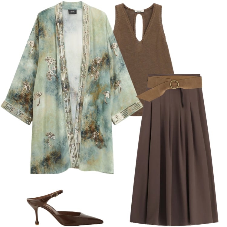 Outfit donna - Cerimonia informale. Stile Casual chic per Cerimonia. Abbinamento con cinture, blazer, décolleté, top, gonne lunghe.