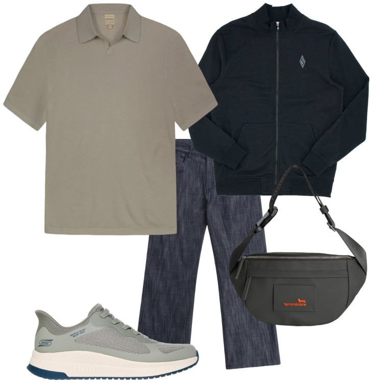 Outfit uomo - Total look #2365747. Stile Casual per Tutti i giorni. Abbinamento con borse sportive, jeans, felpe, polo, sneakers.