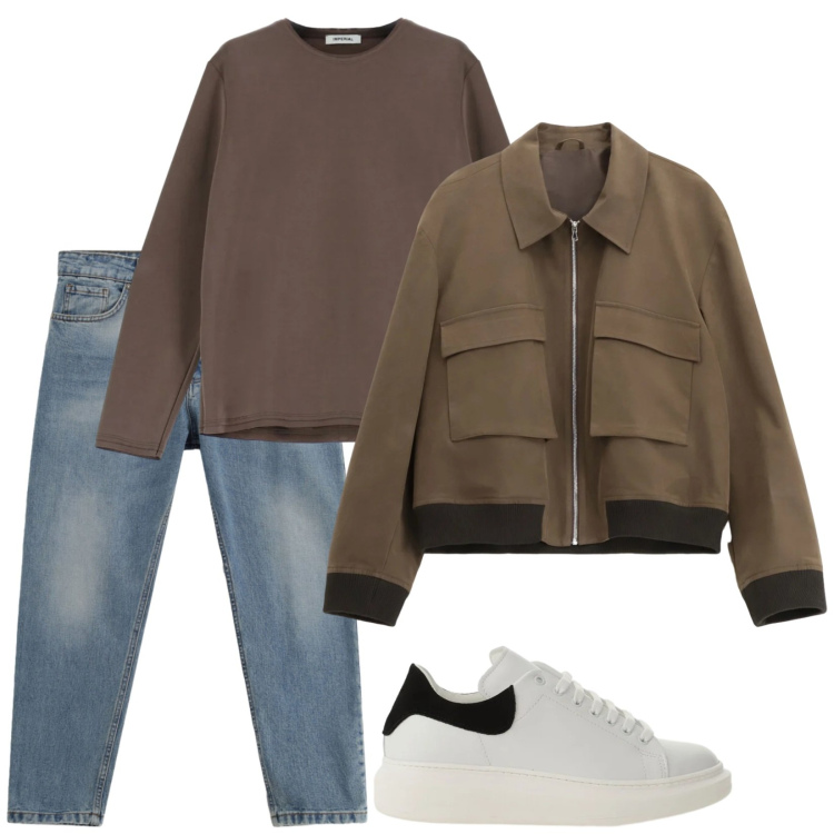 Outfit uomo - Total Imperial. Stile Casual per Tutti i giorni. Abbinamento con felpe, sneakers, jeans, giacche.