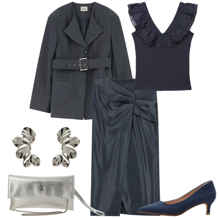 Outfit donna - Total look #2365813. Stile Bon Ton per Serata fuori. Abbinamento con décolleté, top, borse a tracolla, cappotti, orecchini, gonne longuette.