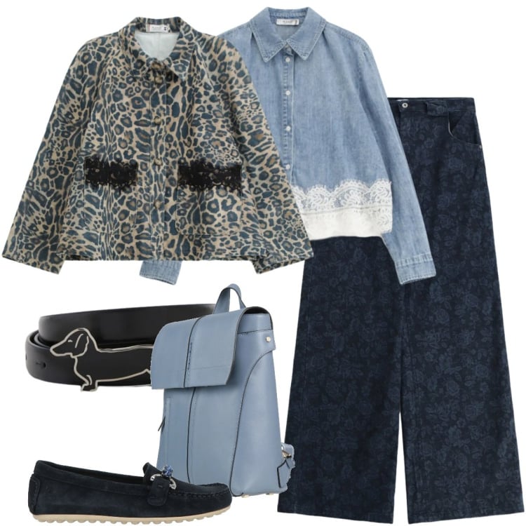 Outfit donna - Total look #2365841. Stile Casual chic per Tutti i giorni. Abbinamento con mocassini, zaini, cinture, blazer, jeans, camicie.