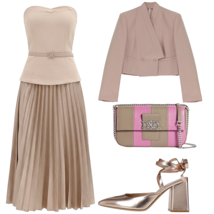 Outfit donna - Total look #2365861. Stile Bon Ton per Cerimonia. Abbinamento con décolleté, borse a spalla, vestiti midi/longuette, blazer.