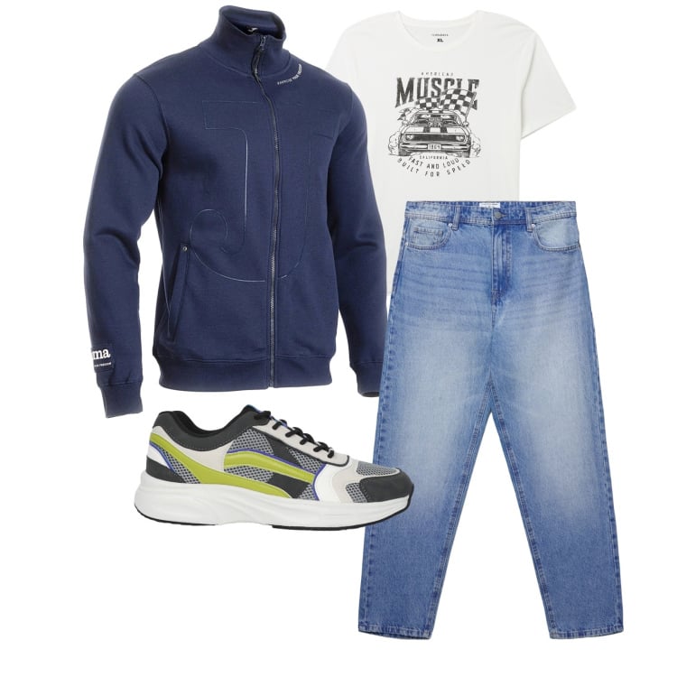 Outfit uomo - Marzo. Stile Trendy per Tutti i giorni. Abbinamento con felpe, t-shirt, sneakers, jeans.