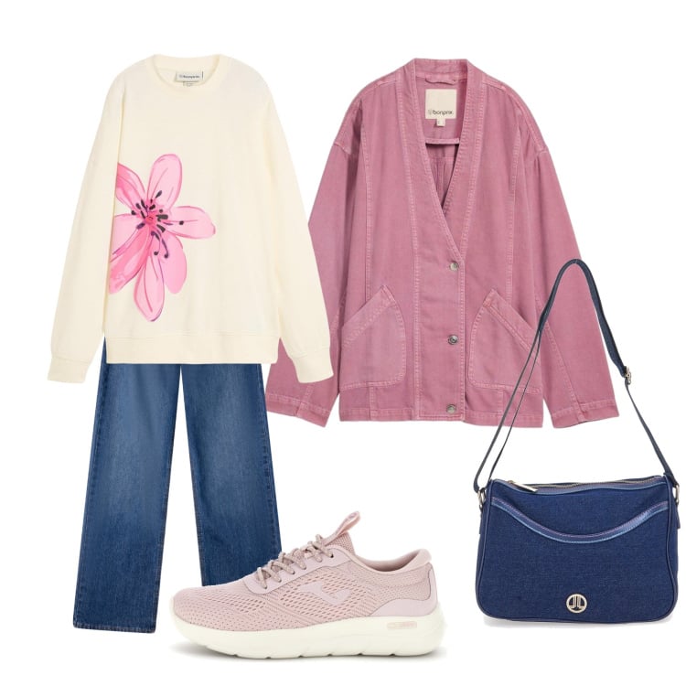 Outfit donna - Spesa mia. Stile Urban per Tutti i giorni. Abbinamento con blazer, felpe, jeans, borse a tracolla, sneakers.
