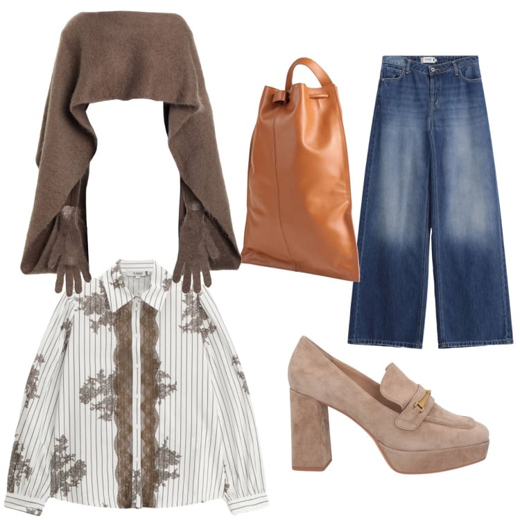 Outfit donna - Total look #2365934. Stile Casual per Tutti i giorni. Abbinamento con zaini, mocassini, cappotti, camicie, jeans.