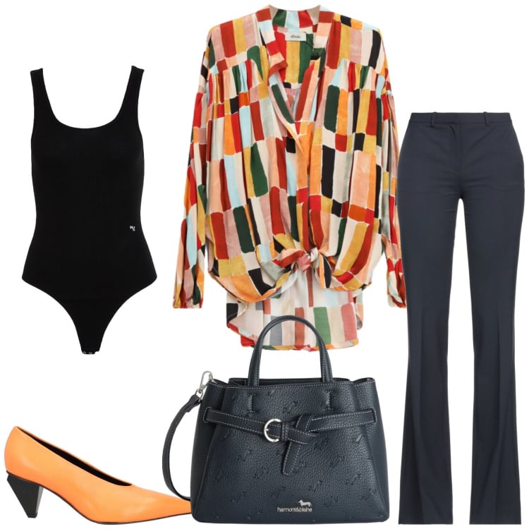 Outfit donna - Total look #2365939. Stile Vintage retrò per Serata fuori. Abbinamento con décolleté, body, pantaloni, borse a mano, bluse.