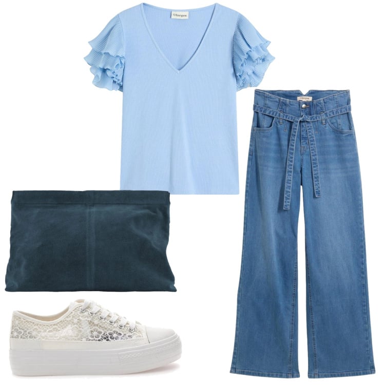 Outfit donna - Total look #2366012. Stile Basic per Tutti i giorni. Abbinamento con bluse, jeans, sneakers, pochette.