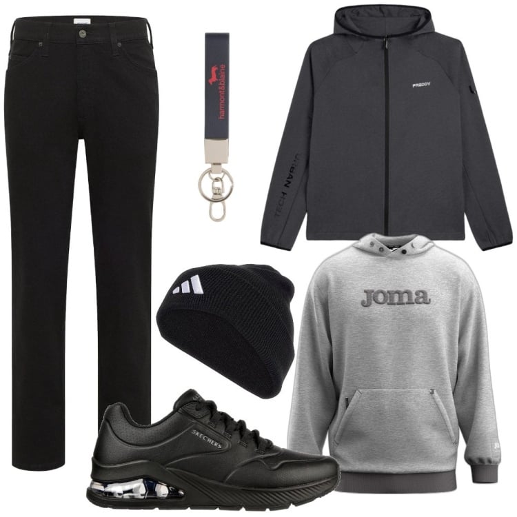 Outfit uomo - Pippo: di prima mattina. Stile Urban per Tutti i giorni. Abbinamento con jeans dritti, portachiavi, felpe con cappuccio, sneakers, felpe con cappuccio, berretti.