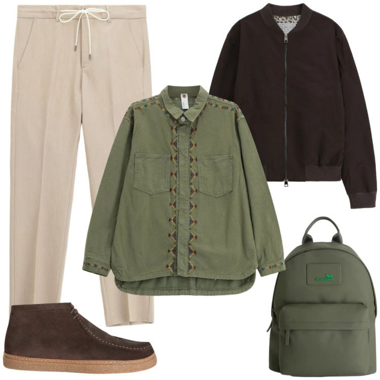 Outfit uomo - Carlo: che camicia!. Stile Urban per Tutti i giorni. Abbinamento con borse sportive, stivali e stivaletti, bomber, pantaloni, camicie.