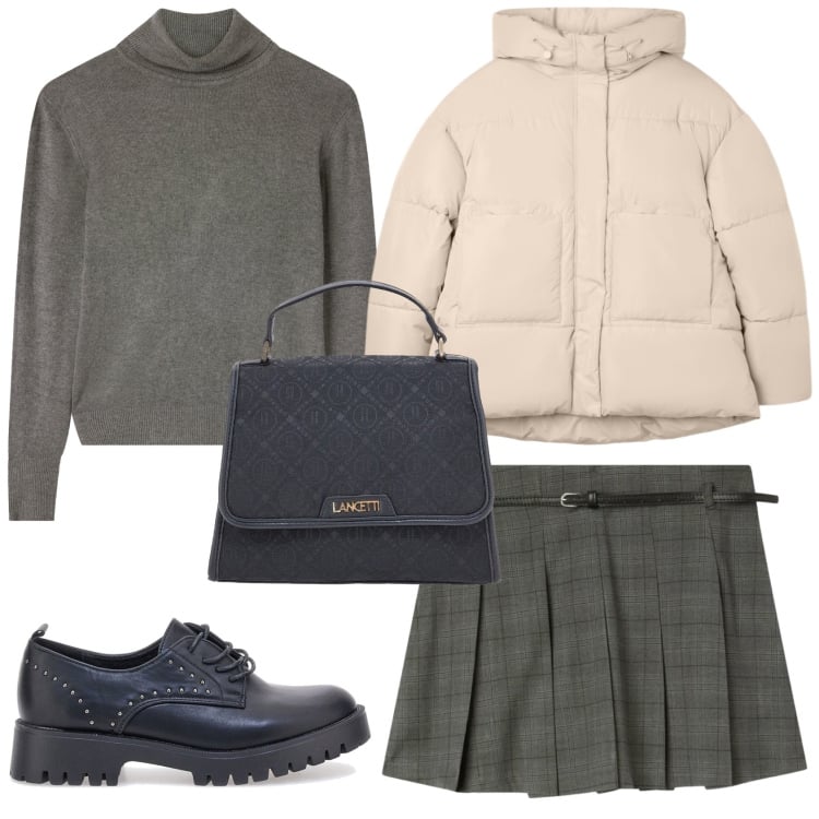 Outfit donna - Total look #2366074. Stile Casual chic per Tutti i giorni. Abbinamento con minigonne, bomber, maglieria, borse a spalla, scarpe stringate.