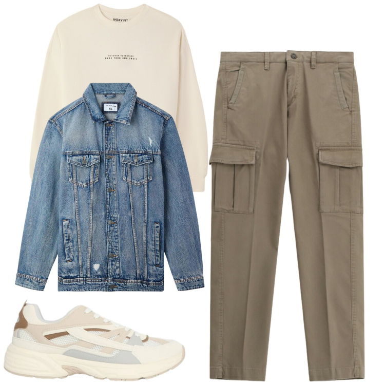 Outfit uomo - Total look #2366078. Stile Casual per Tutti i giorni. Abbinamento con pantaloni cargo, sneakers, giacche, felpe.