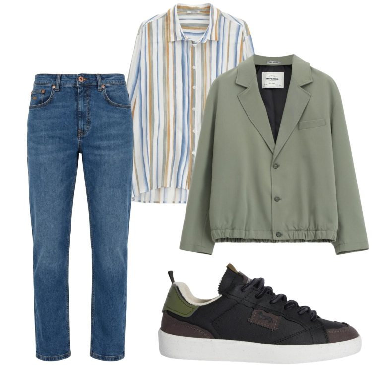 Outfit uomo - Total look #2366092. Stile Casual per Ufficio. Abbinamento con camicie, giacche, sneakers, jeans.