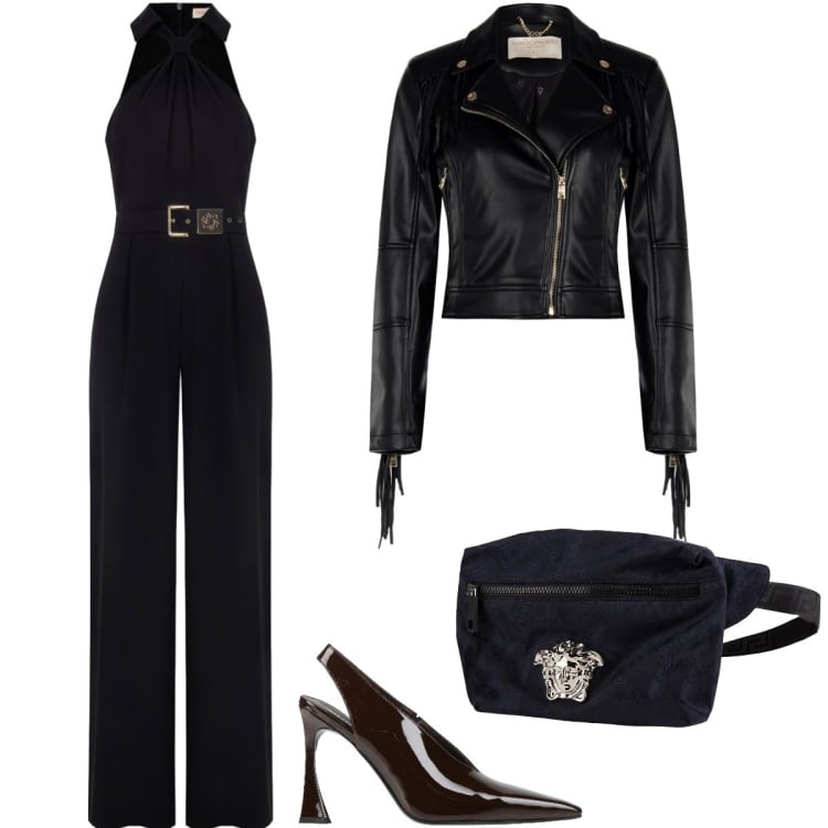 Outfit donna - Total look #2366113. Stile Rock per Serata fuori. Abbinamento con décolleté, marsupi, tute, giacche.