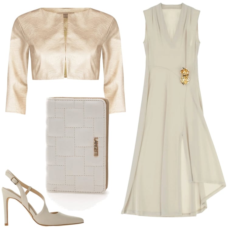 Outfit donna - Total look #2366116. Stile Glamour per Cerimonia. Abbinamento con bolero, vestiti midi/longuette, décolleté, portafogli.