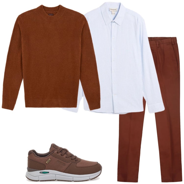 Outfit uomo - Roberto. Stile Casual per Tutti i giorni. Abbinamento con camicie, pantaloni, sneakers, maglieria.