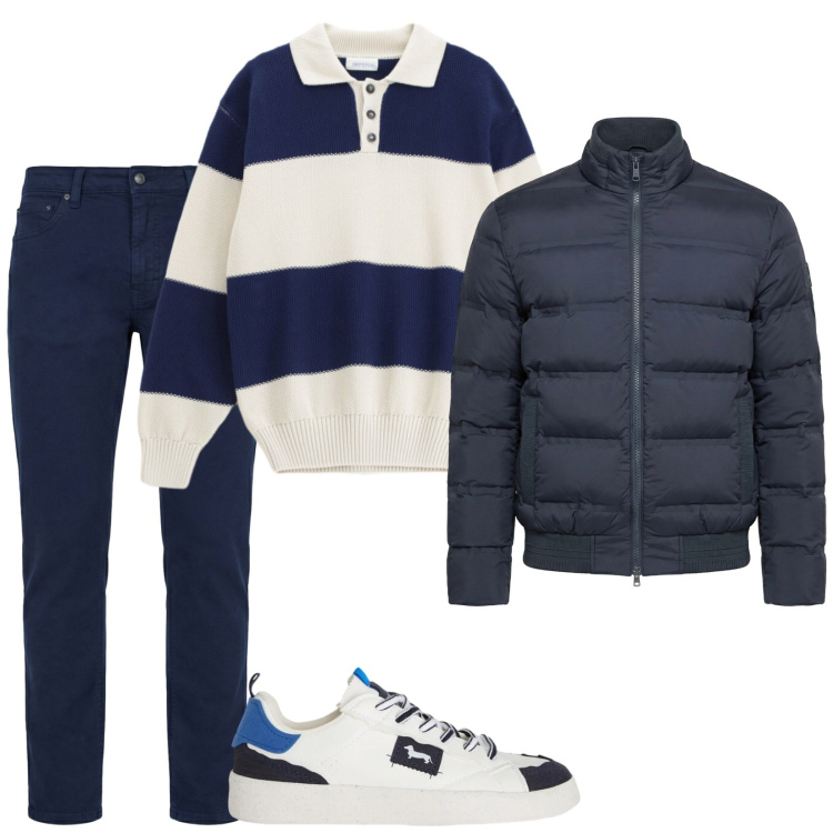 Outfit uomo - Total look #2366177. Stile Casual per Tutti i giorni. Abbinamento con sneakers, bomber, pantaloni, maglieria.