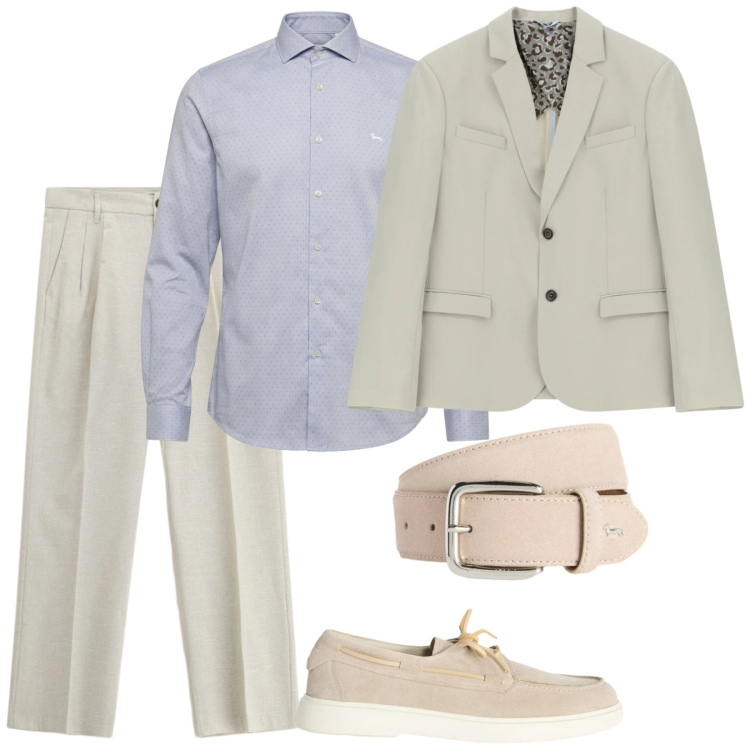 Outfit uomo - Cerimonia informale. Stile Business/Elegante per Cerimonia. Abbinamento con scarpe stringate, cinture, camicie, giacche, pantaloni.