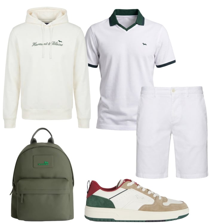 Outfit uomo - Ready to play. Stile Casual per Sport. Abbinamento con sneakers, felpe con cappuccio, polo, borse sportive, bermuda.