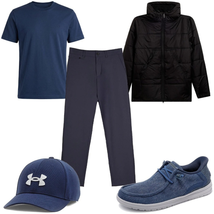 Outfit uomo - Total look #2366210. Stile Casual per Tutti i giorni. Abbinamento con t-shirt, giacche, pantaloni chino, cappelli, scarpe stringate.