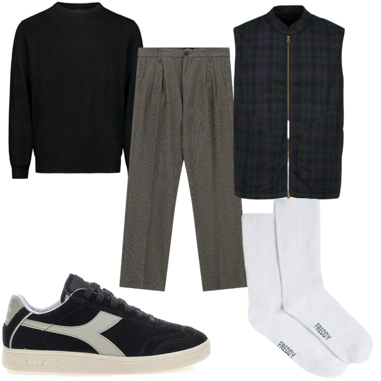 Outfit uomo - Total look #2366230. Stile Trendy per Tutti i giorni. Abbinamento con pantaloni, calzini, maglieria, piumini, sneakers.