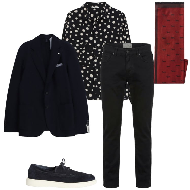 Outfit uomo - Total look #2366290. Stile Trendy per Serata speciale. Abbinamento con scarpe stringate, pantaloni, sciarpe, camicie, giacche.