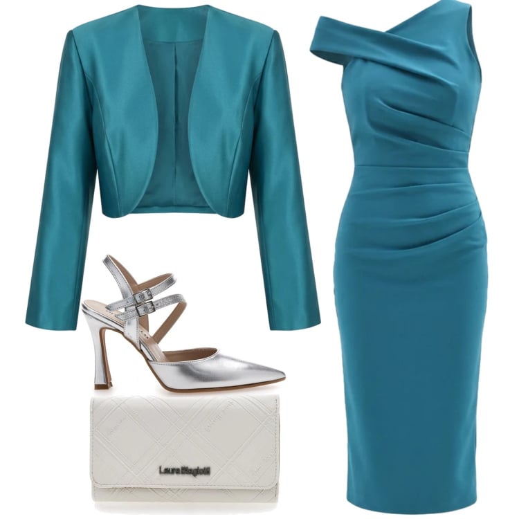 Outfit donna - Total look #2366321. Stile Bon Ton per Cerimonia. Abbinamento con vestiti asimmetrici, bolero, portafogli, décolleté.