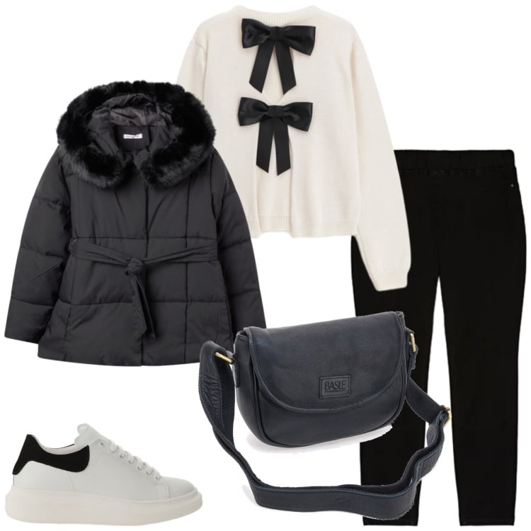 Outfit donna - Total look #2366328. Stile Casual chic per Tutti i giorni. Abbinamento con jeggings, blazer, maglieria, sneakers, borse a tracolla.