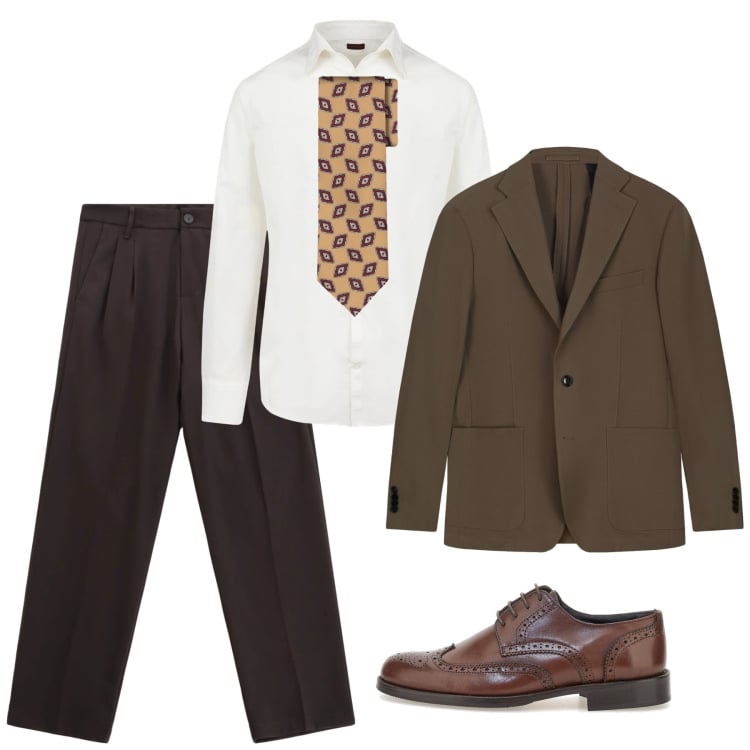 Outfit uomo - In tiro alla cerimonia. Stile Business/Elegante per Cerimonia. Abbinamento con pantaloni, camicie, giacche, scarpe stringate, cravatte.