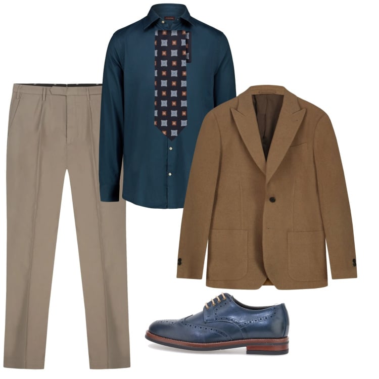 Outfit uomo - In ufficio. Stile Business/Elegante per Ufficio. Abbinamento con camicie, cravatte, giacche, pantaloni, scarpe stringate.