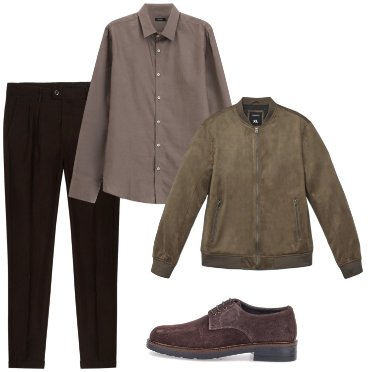 Outfit uomo - Cannella bruciata. Stile Casual per Serata speciale. Abbinamento con giacche, camicie, pantaloni, scarpe stringate.