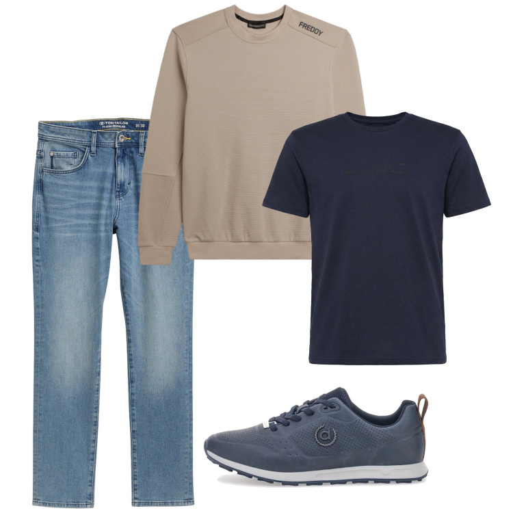 Outfit uomo - Marzo. Stile Casual per Tutti i giorni. Abbinamento con jeans slim fit, t-shirt, felpe, sneakers.