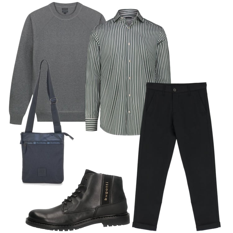 Outfit uomo - Total look #2366468. Stile Urban per Tutti i giorni. Abbinamento con pantaloni, camicie, maglieria, portafogli, stivali e stivaletti.