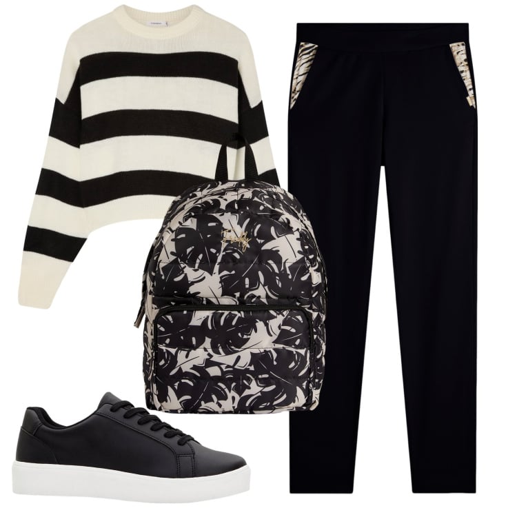 Outfit donna - Total look #2366499. Stile Basic per Tutti i giorni. Abbinamento con sneakers, maglieria, pantaloni, zaini.