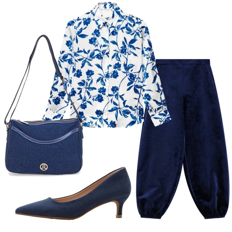 Outfit donna - Total look #2366501. Stile Romantica per Serata fuori. Abbinamento con décolleté, camicie, pantaloni a palazzo, borse a tracolla.