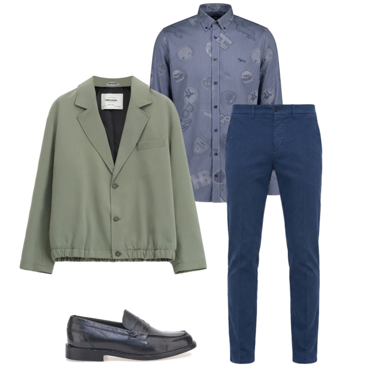 Outfit uomo - Total look #2366516. Stile Trendy per Serata speciale. Abbinamento con giacche, pantaloni chino, camicie, scarpe stringate.