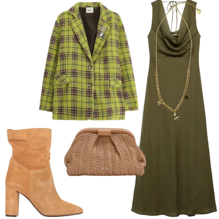 Outfit donna - Serata fuori. Stile Urban per Serata fuori. Abbinamento con stivaletti, vestiti lunghi, pochette, blazer, ciondoli.