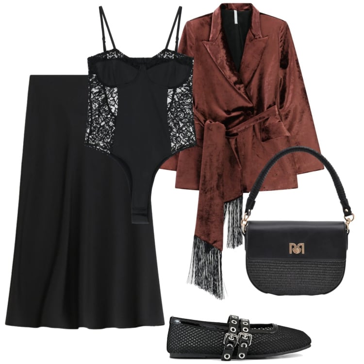 Outfit donna - Abiti in movimento - curvy style. Stile Glamour per Tutti i giorni. Abbinamento con borse a spalla, gonne longuette, blazer, body, ballerine.