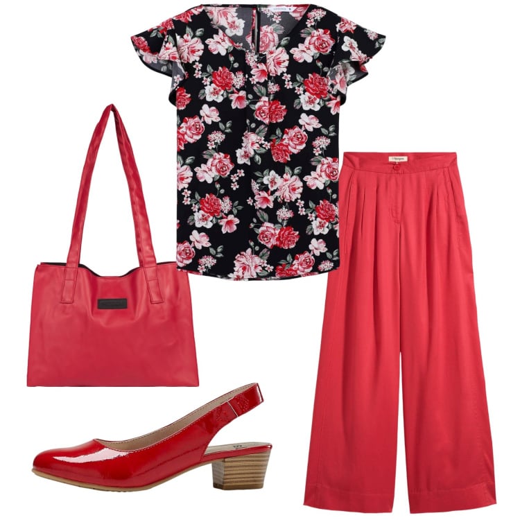 Outfit donna - Total look #2366617. Stile Basic per Tutti i giorni. Abbinamento con décolleté, pantaloni, bluse, shopping bag.