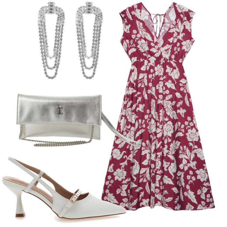 Outfit donna - Total look #2366628. Stile Romantica per Serata fuori. Abbinamento con borse a tracolla, décolleté, orecchini, vestiti midi/longuette.