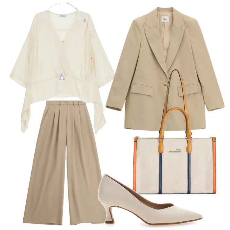 Outfit donna - Soft dress daily- Linee morbide. Stile Bon Ton per Ufficio. Abbinamento con borse tote, pantaloni a palazzo, camicie, blazer, ciondoli, décolleté.