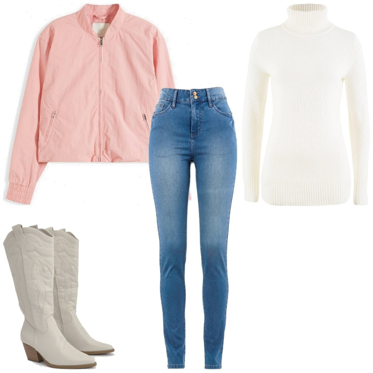 Outfit femme - Basique #1240. Style Basique pour Tous les jours. Assortir avec pulls, blazers, jean slim, bottines texanes.