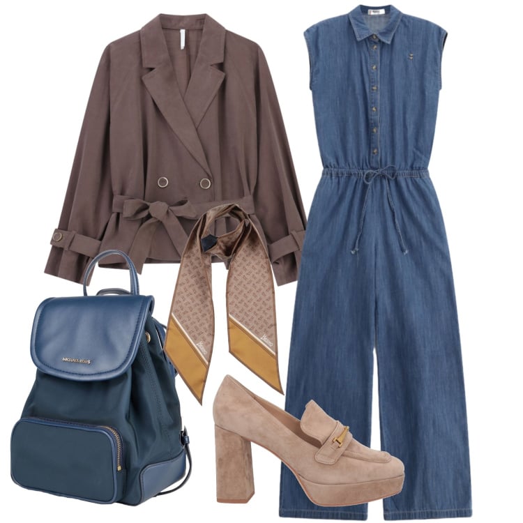 Outfit donna - Marzo. Stile Casual chic per Tutti i giorni. Abbinamento con mocassini, sciarpe, zaini, tute, blazer.