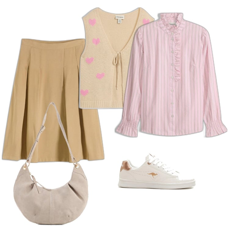 Outfit femme - Printemps 2026. Style Tendance pour Soirée dehors. Assortir avec pantalon , tuniques, pulls, sneakers, sacs en bandoulière.